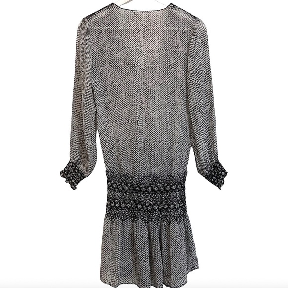 ULLA JOHNSON Anika Smocked Drop Waist Gray Silk Semi Sheer Mini Dress REVOLVE - Picture 11 of 13